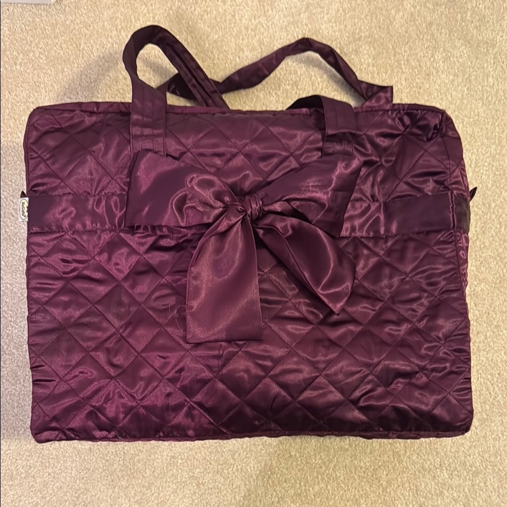 Elegant Purple Quilted Travel Tote with Matching Toiletries Bag